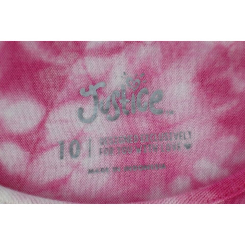 JUSTICE by Pink‎ Tie-Dye Short-Sleeve Top Size 10/12 Teenage - Picture 4 of 7